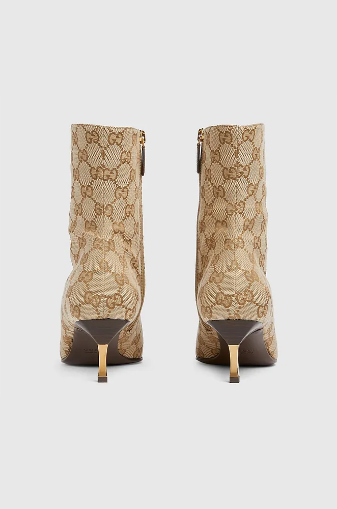 Gucci GG Supreme Monogram Kitten Heel Ankle Boot – Beige/Ebony - Image 6
