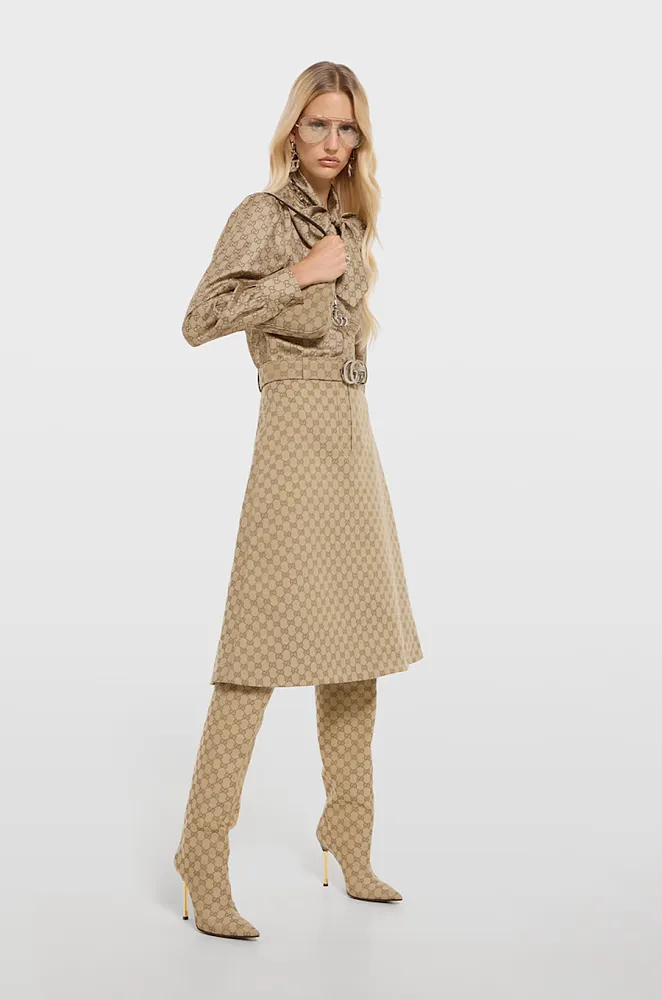 Gucci GG Supreme Over-the-Knee Stiletto Boots – Beige/Ebony - Image 3
