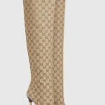 Gucci GG Supreme Over-the-Knee Stiletto Boots – Beige/Ebony