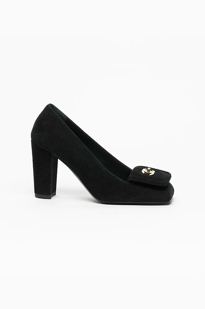 Chanel Suede CC Block Heel Pumps - Image 2