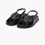 Chanel Oversized Interlocking CC Leather Slingback Sandals – Black