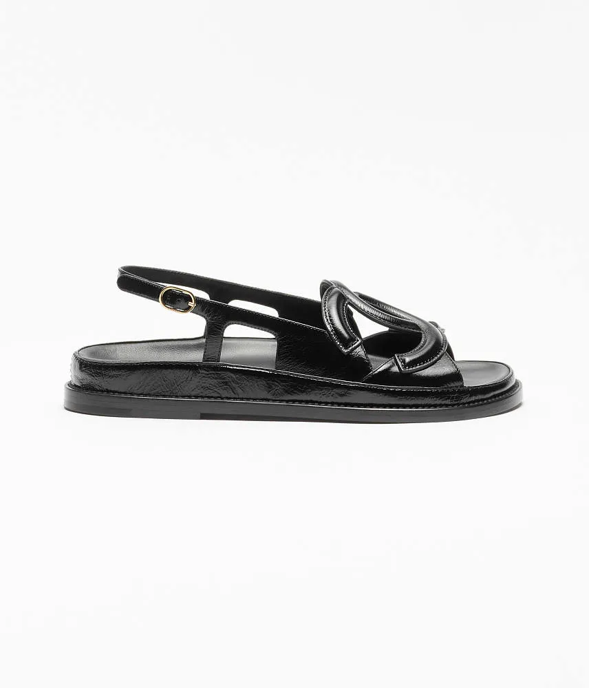 Chanel Oversized Interlocking CC Leather Slingback Sandals – Black - Image 4