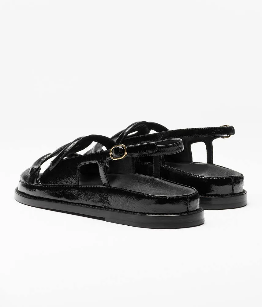 Chanel Oversized Interlocking CC Leather Slingback Sandals – Black - Image 5