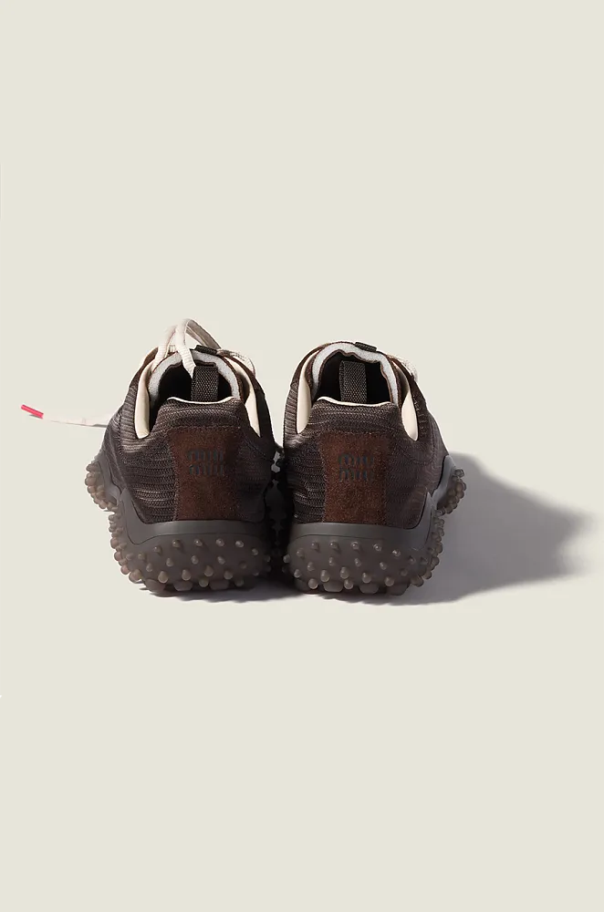 Miu Miu Mesh & Suede Trail Runner Sneakers – Espresso Brown - Image 5