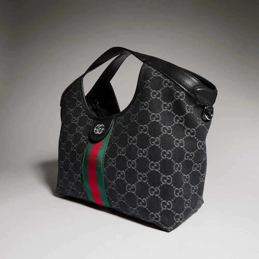 Gucci Giglio Small Tote Bag – Black GG Canvas - Image 4