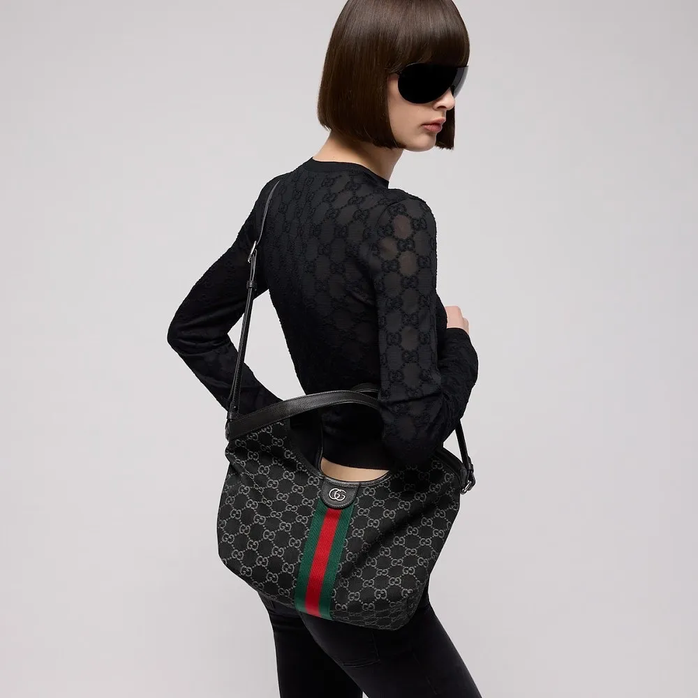 Gucci Giglio Small Tote Bag – Black GG Canvas - Image 9