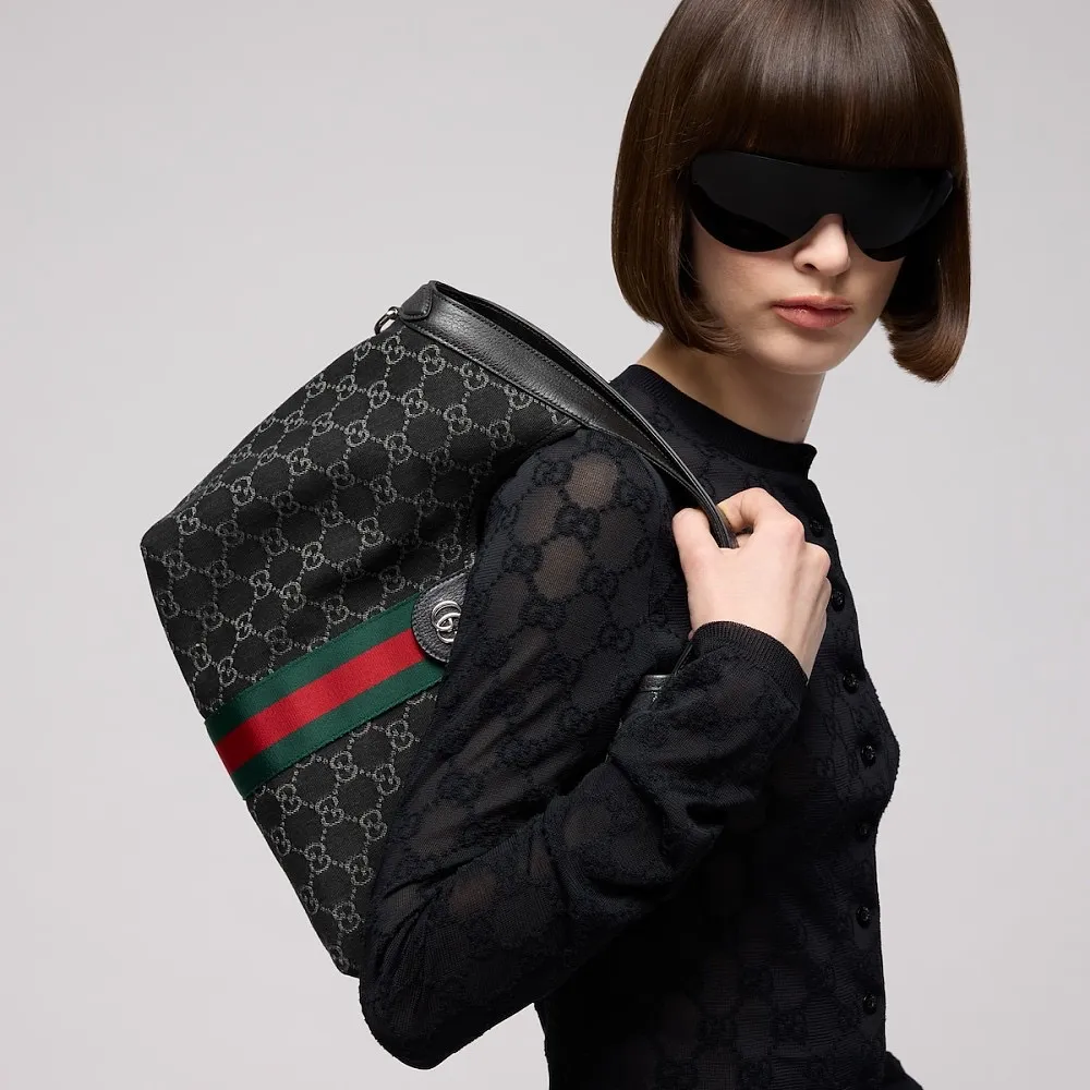 Gucci Giglio Small Tote Bag – Black GG Canvas - Image 10