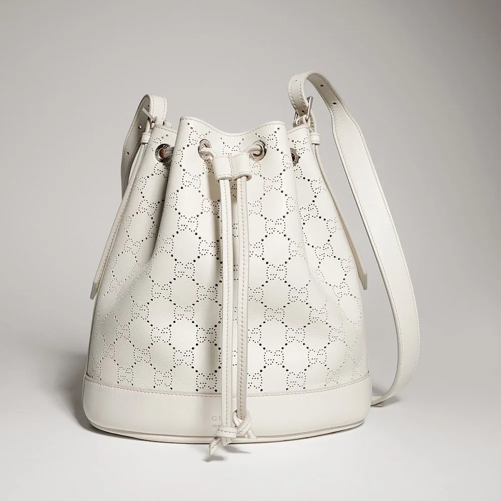 Gucci Venice Small Bucket Bag – White Leather - Image 5