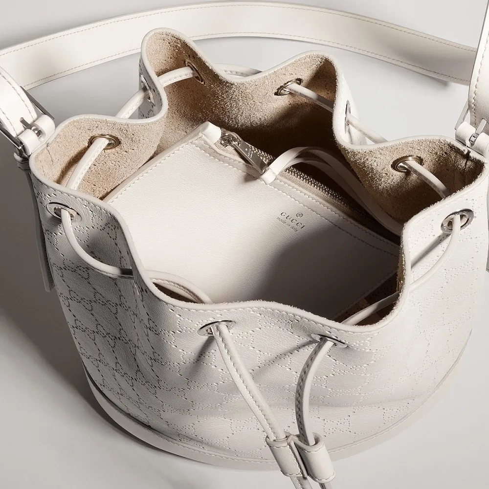 Gucci Venice Small Bucket Bag – White Leather - Image 8