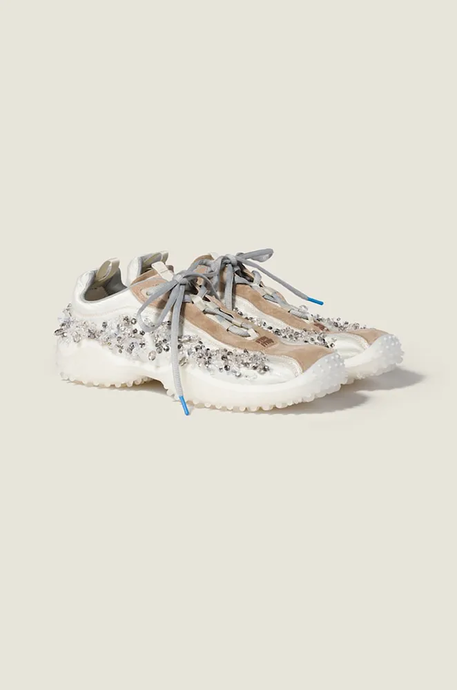 Miu Miu Embellished Technical Sneakers – Ivory & Sand - Image 3