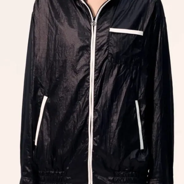 Chanel Contrast-Trim Technical Jacket — Black