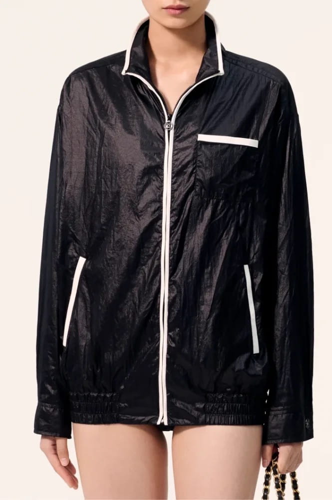 IMG_5970 Chanel Contrast-Trim Technical Jacket — Black - Image 1