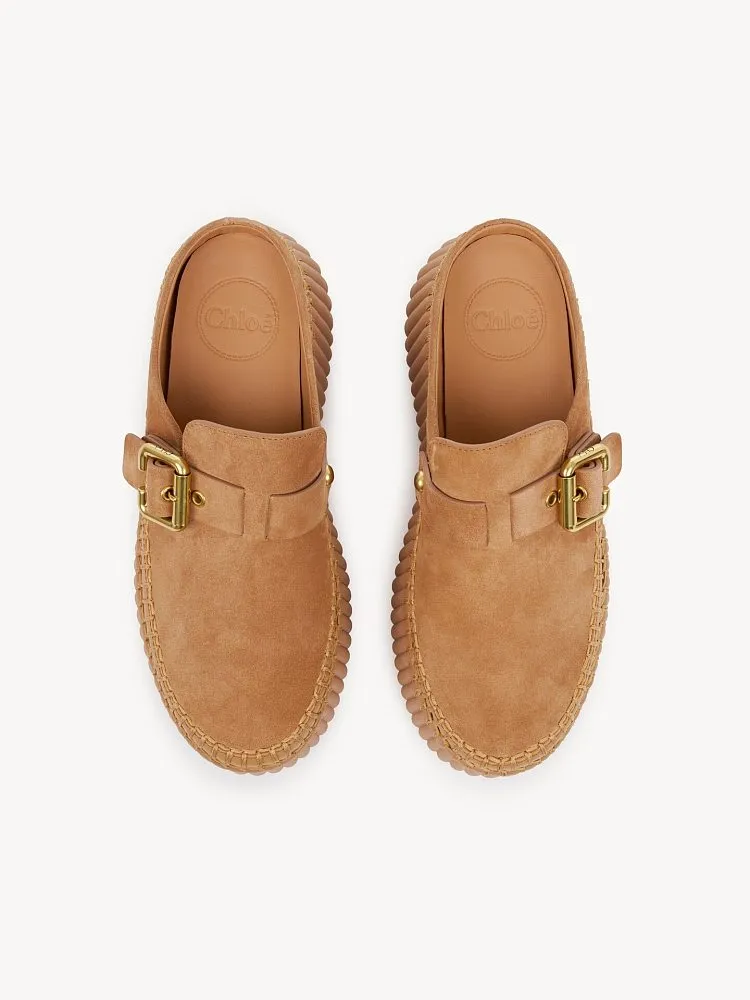 Chloé Nama Platform Suede Mules — Caramel - Image 3