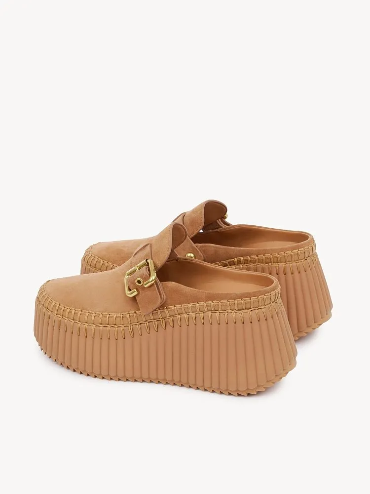 Chloé Nama Platform Suede Mules — Caramel - Image 5