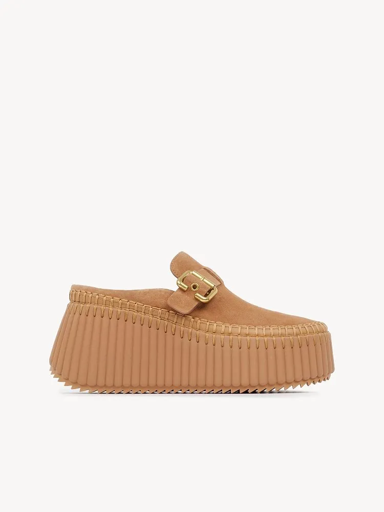 Chloé Nama Platform Suede Mules — Caramel - Image 6