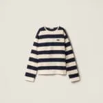 MIU MIU Striped Long-Sleeve Jersey Top