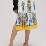 Gucci Flora Foulard Print Pleated Midi Skirt – Ivory, Blue & Yellow