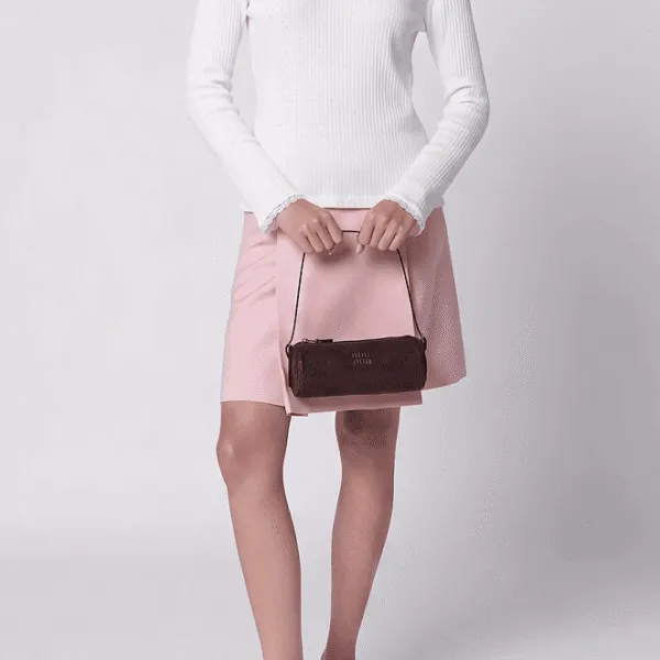 MIU MIU Logo-Plaque Pointelle Ribbed Long-Sleeve Top – White