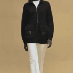 HERMÈS H-Pocket Ribbed Zip Cardigan – Noir