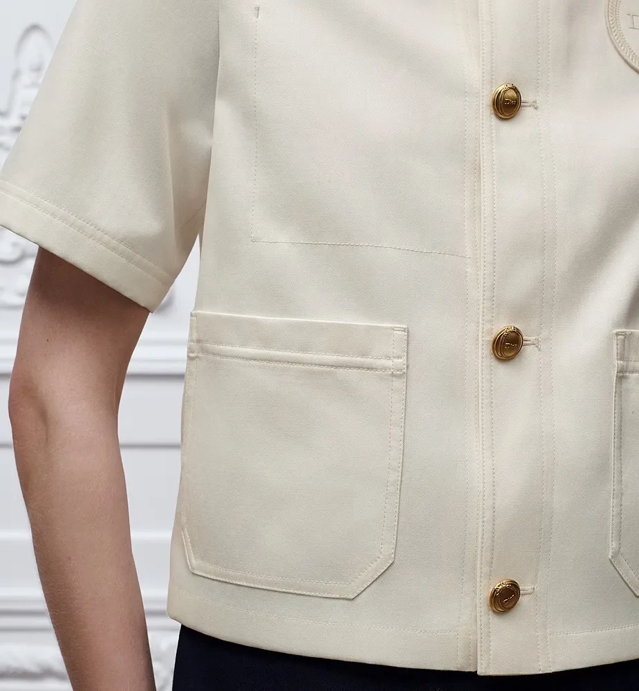 DIOR Crest-Embroidered Gold Button Short-Sleeve Jacket – Ivory - Image 5