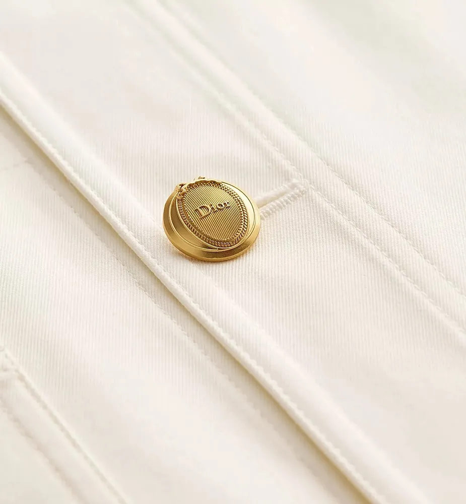 DIOR Crest-Embroidered Gold Button Short-Sleeve Jacket – Ivory - Image 6