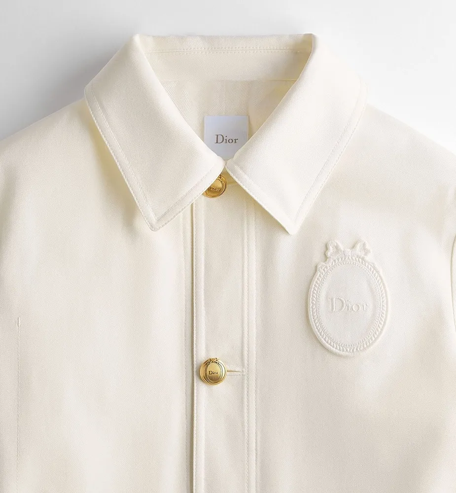 DIOR Crest-Embroidered Gold Button Short-Sleeve Jacket – Ivory - Image 8