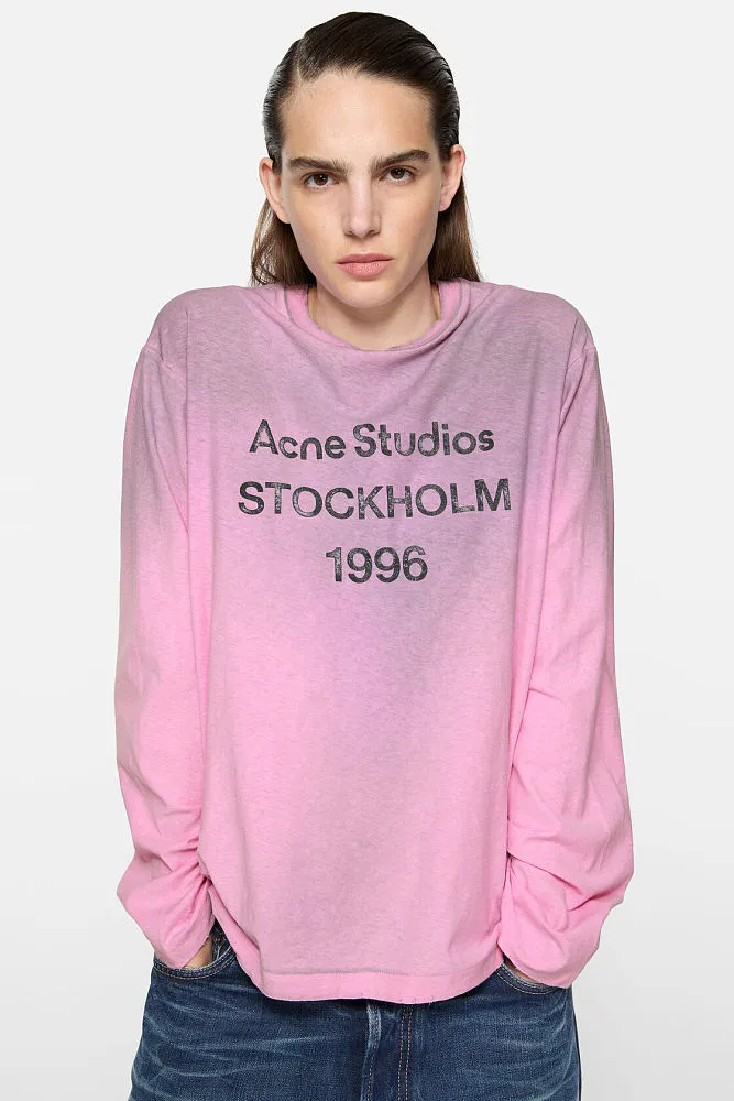 ACNE STUDIOS Stockholm 1996 Long-Sleeve Logo T-Shirt – Pink - Image 3