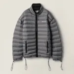 Miu Miu Lightweight Logo Puffer Jacket – Slate Grey
