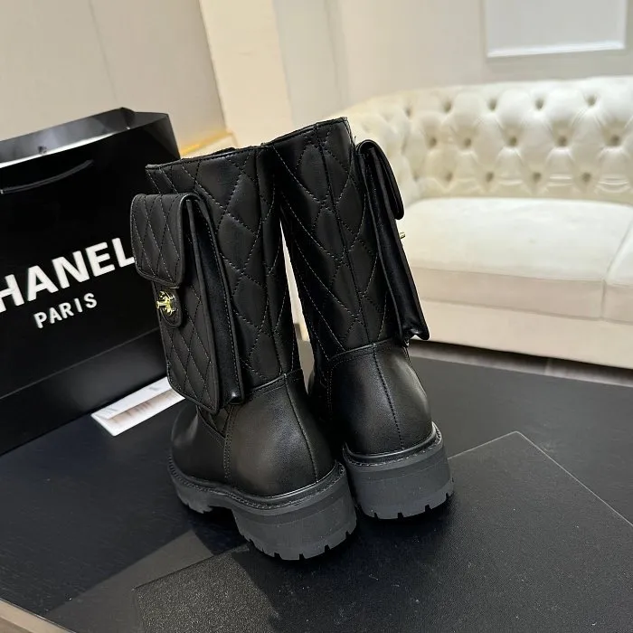 CHANEL Quilted Utility Pocket Combat Boots - Image 2