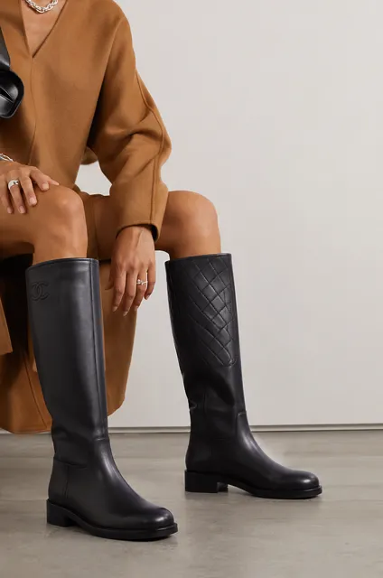 CHANEL Matelassé Quilted Leather Riding Boots - Image 2