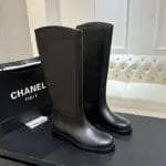 CHANEL Matelassé Quilted Leather Riding Boots
