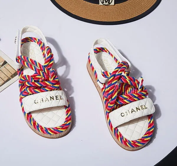 CHANEL Riviera Cordage Quilted Platform Sandals