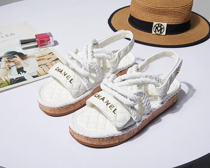 CHANEL Riviera Cordage Quilted Platform Sandals — Blanc - Image 5
