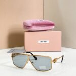MIU MIU Oversized Rectangular Logo-Temple Sunglasses