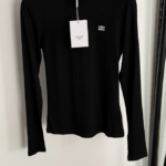 CELINE Triomphe Draped High-Neck Top — Black