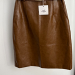 HERMÈS Kelly-Buckle Leather Pencil Skirt — Cognac