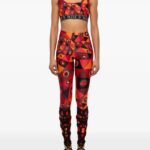 PUCCI Manuba Print Sports Bra & Leggings Set — Orange Black