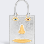 SCHIAPARELLI Face Metallic Leather Mini Tote Bag