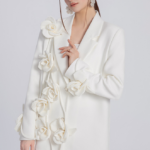 ROSÉLUNE™ Sculpted Floral-Appliqué Blazer