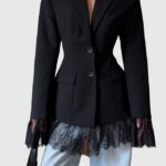 NOIRÉLIS™ Lace-Trim Sculpted Blazer