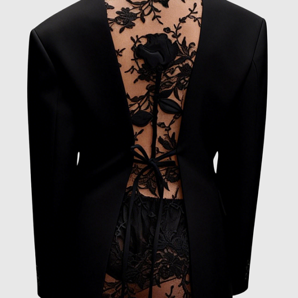 ÉCLAVÉRA™ Rose-Lace Open-Back Sculpted Blazer