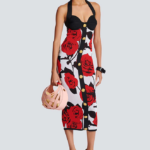 VIRESSIA™ Sculpted Rose Halter Midi Dress