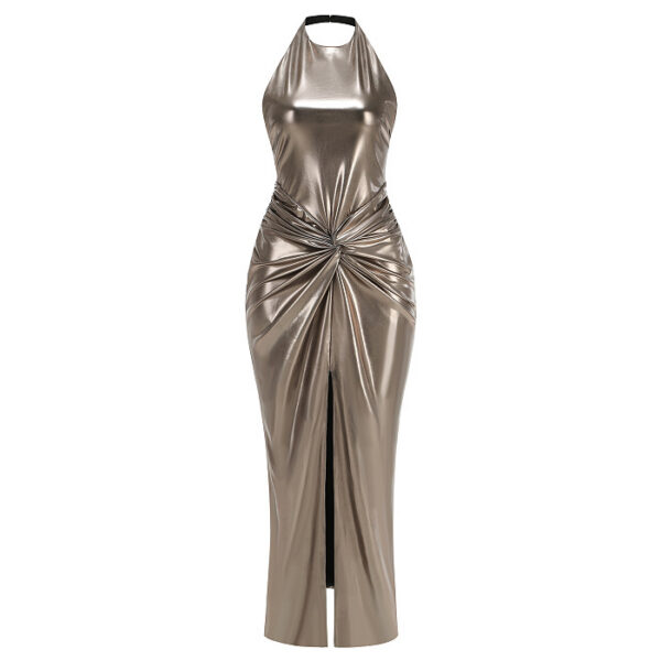 ORÉVANTHE™ Sculpted Liquid-Gold Halter Gown