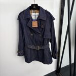 Burberry Double-Breasted Belted Denim Trench Jacket Indigo Blue